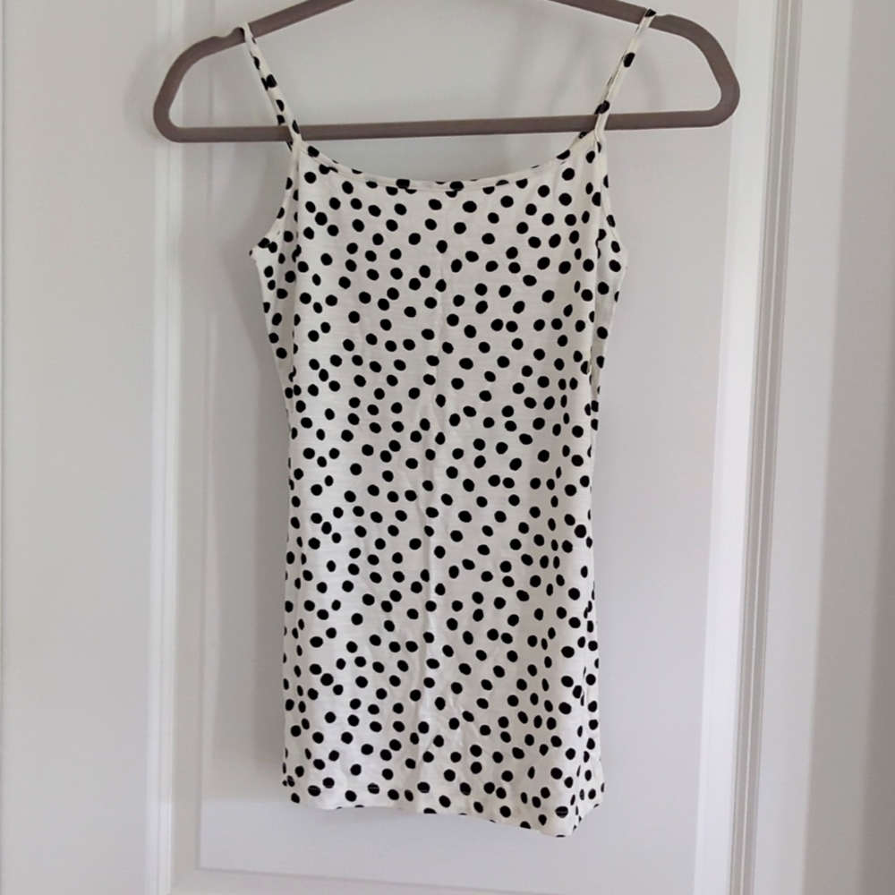Loft black poka dot tank with adjustable straps
